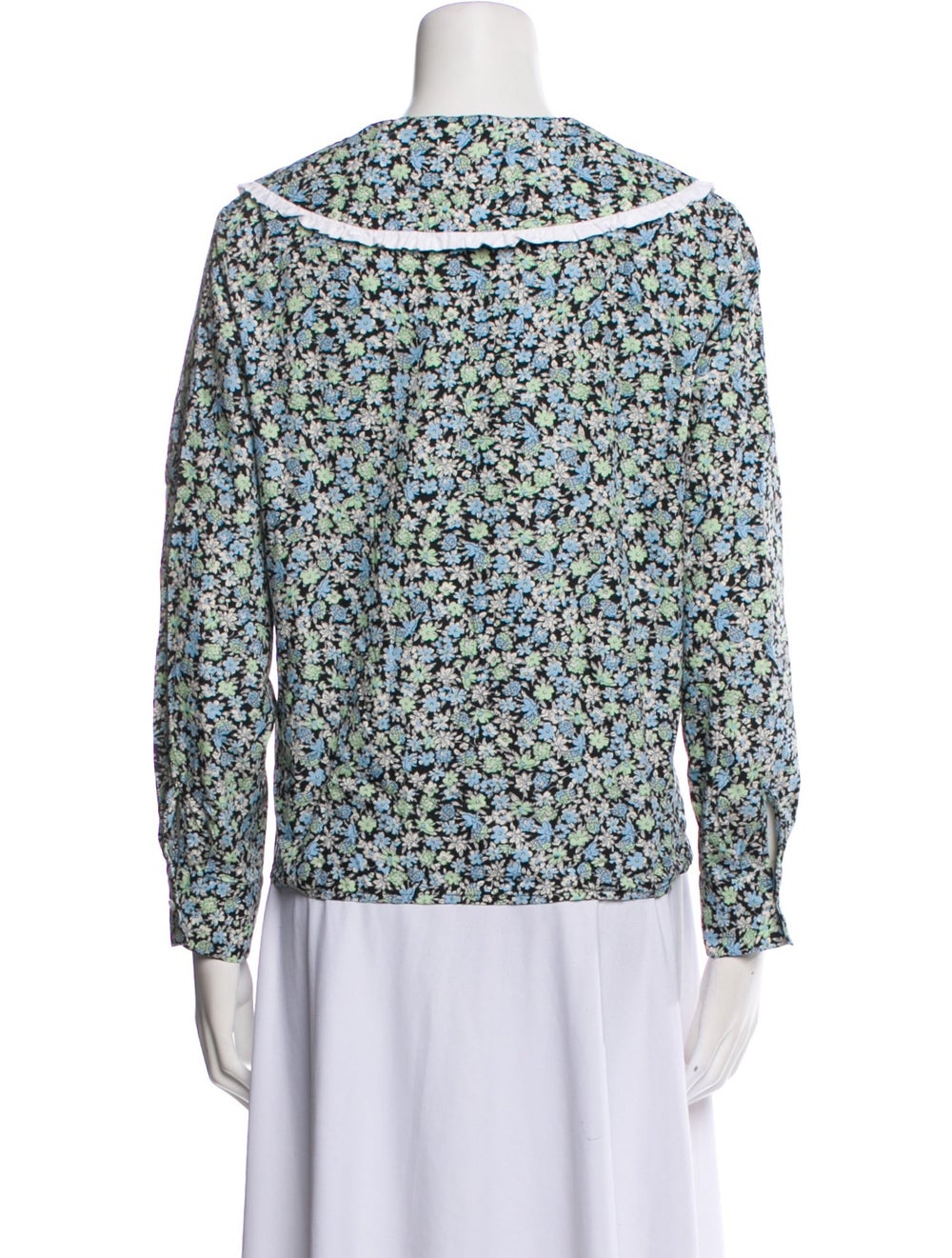 Maje Button-Up Top White Floral Print Long Sleeve… - image 3