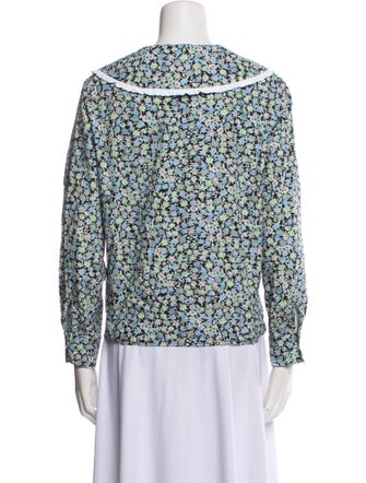 Maje Floral Print Long Sleeve Button-Up Top