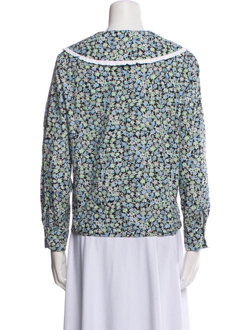 Maje Floral Print Long Sleeve Button-Up Top