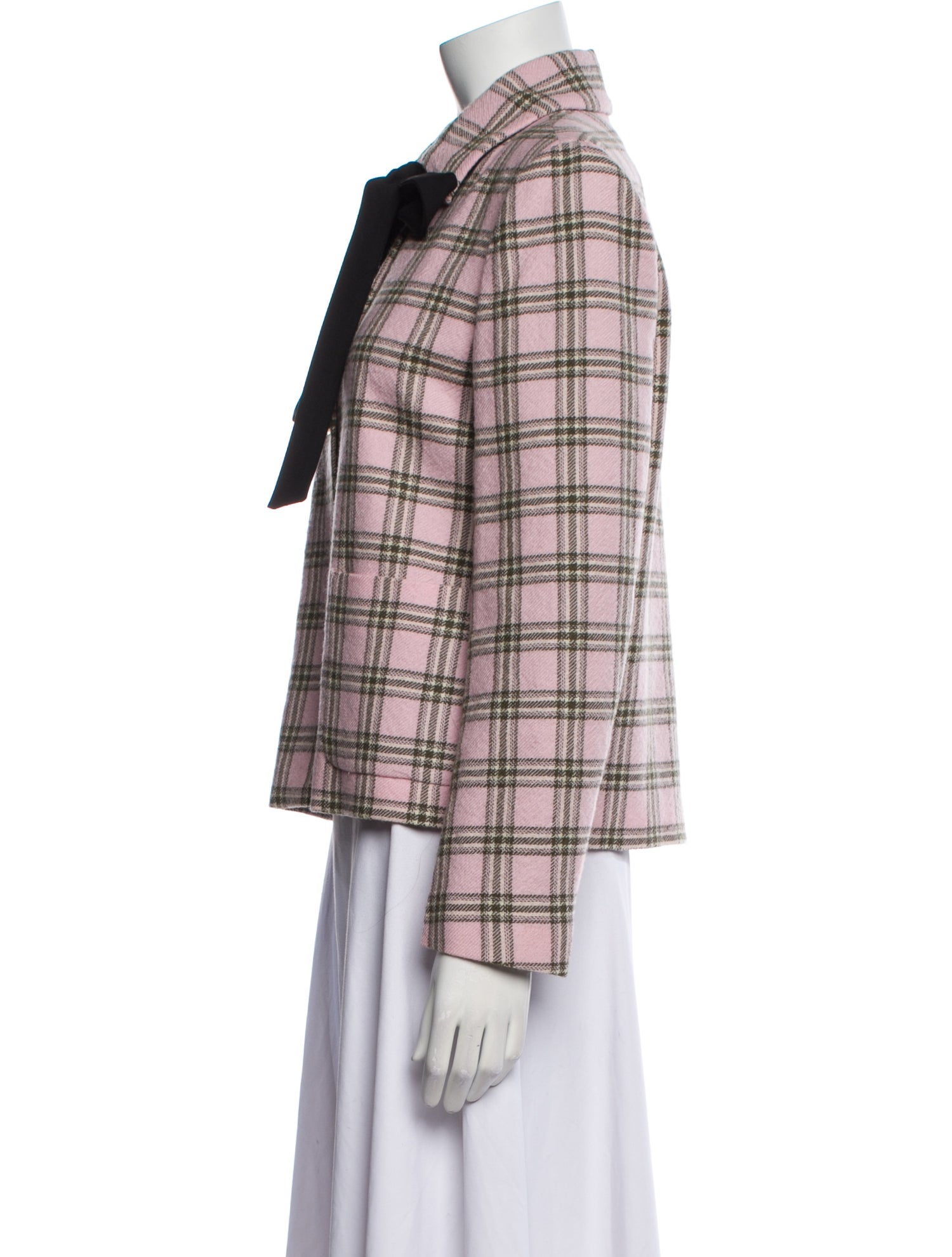 Maje Virgin Wool Plaid Print Blazer