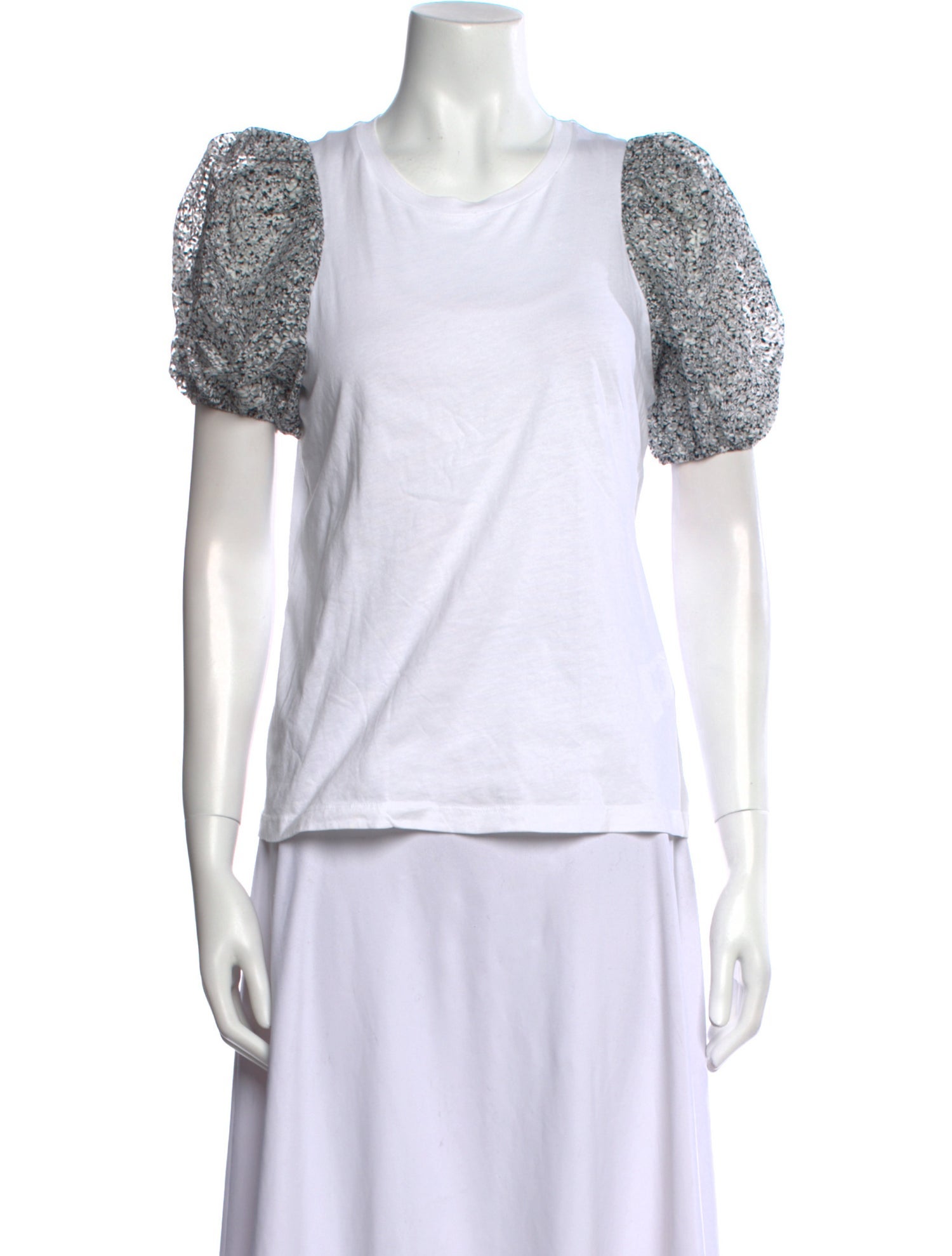 Maje Colorblock Pattern Crew Neck T-Shirt