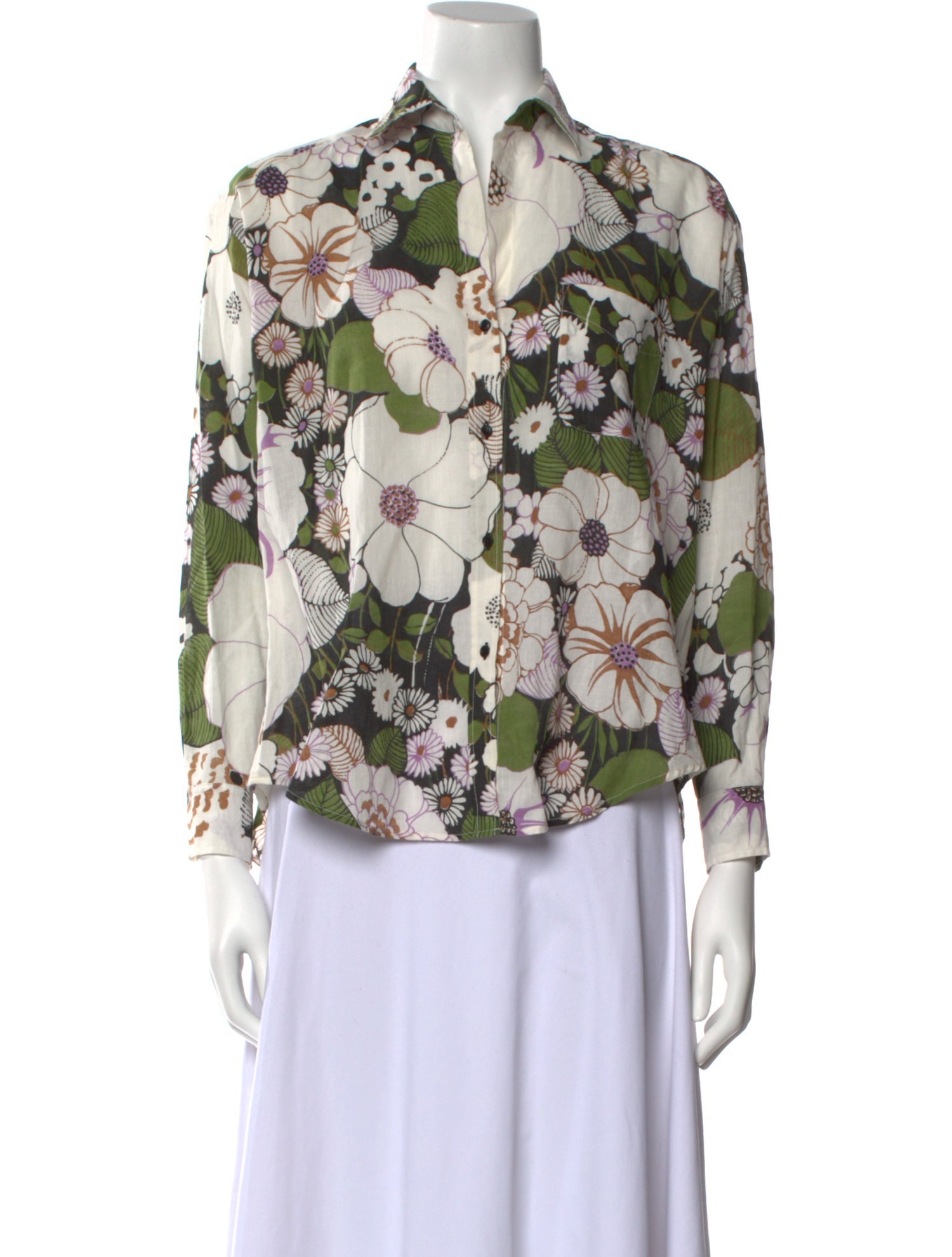 Maje Floral Print Three-Quarter Sleeve Blouse