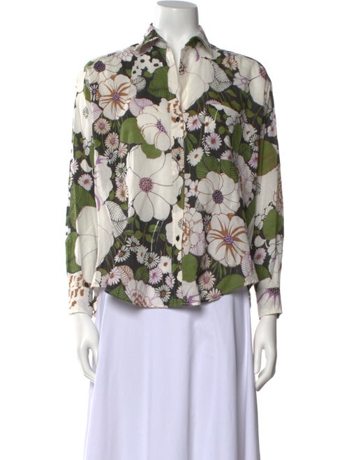 Maje Floral Print Three-Quarter Sleeve Blouse