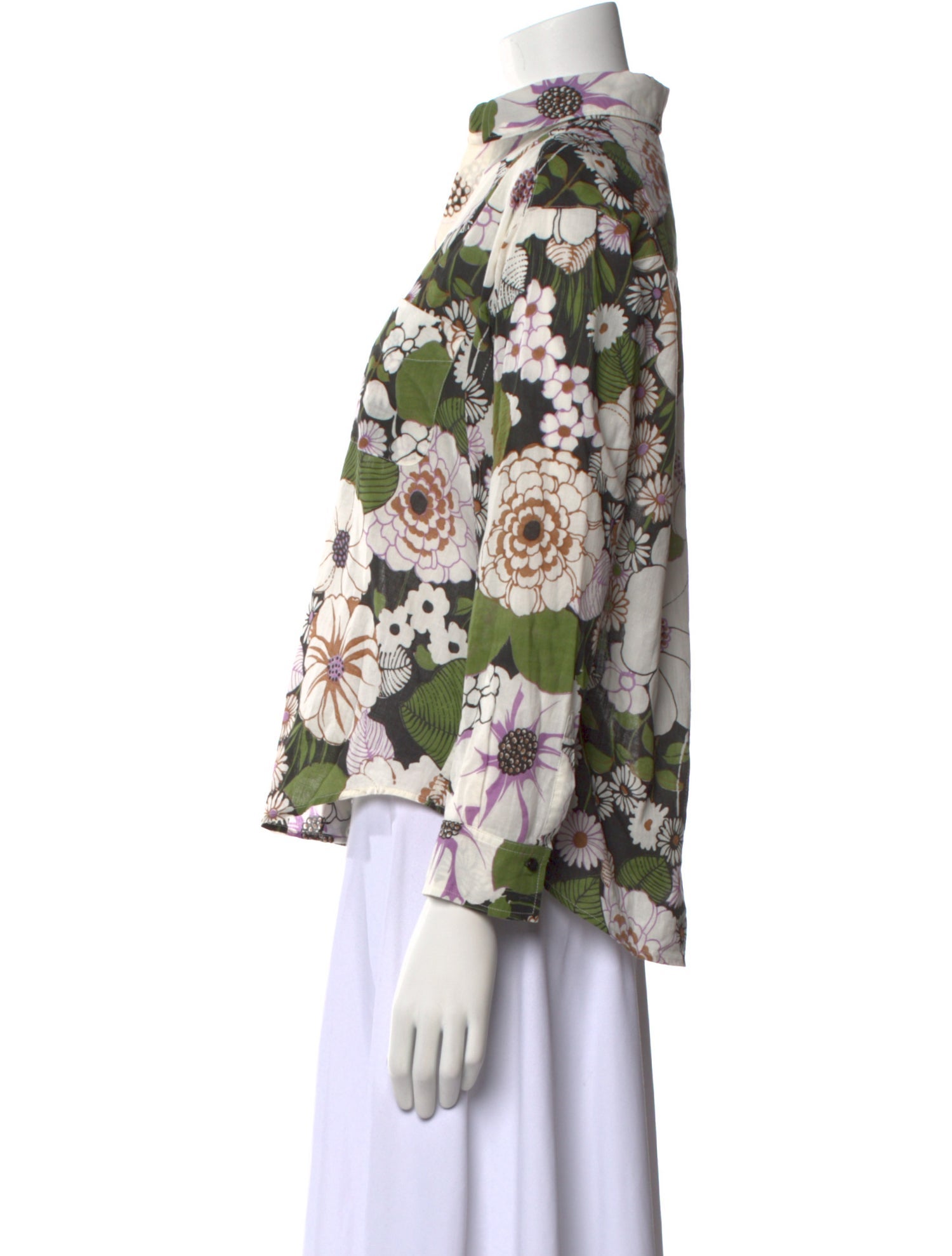 Maje Floral Print Three-Quarter Sleeve Blouse