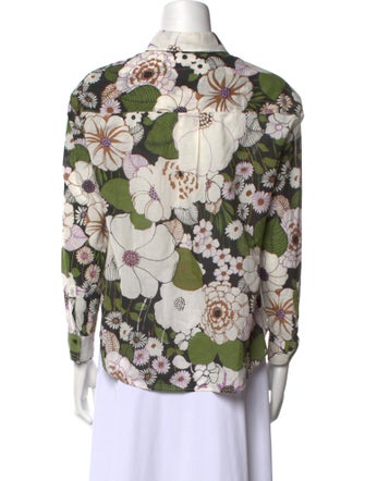Maje Floral Print Three-Quarter Sleeve Blouse
