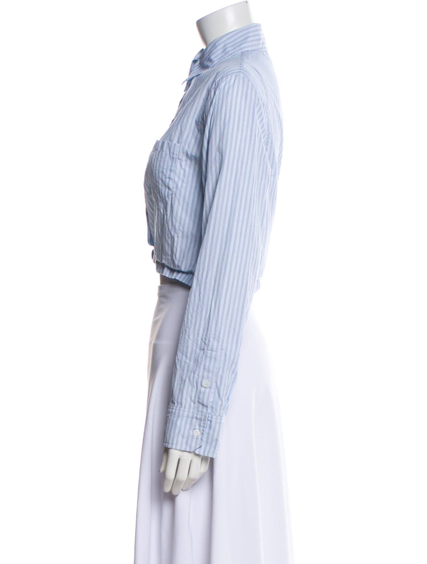 Maje Striped Long Sleeve Crop Top