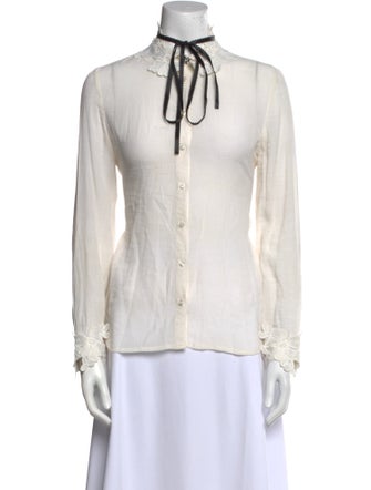 Maje Mock Neck Long Sleeve Button-Up Top