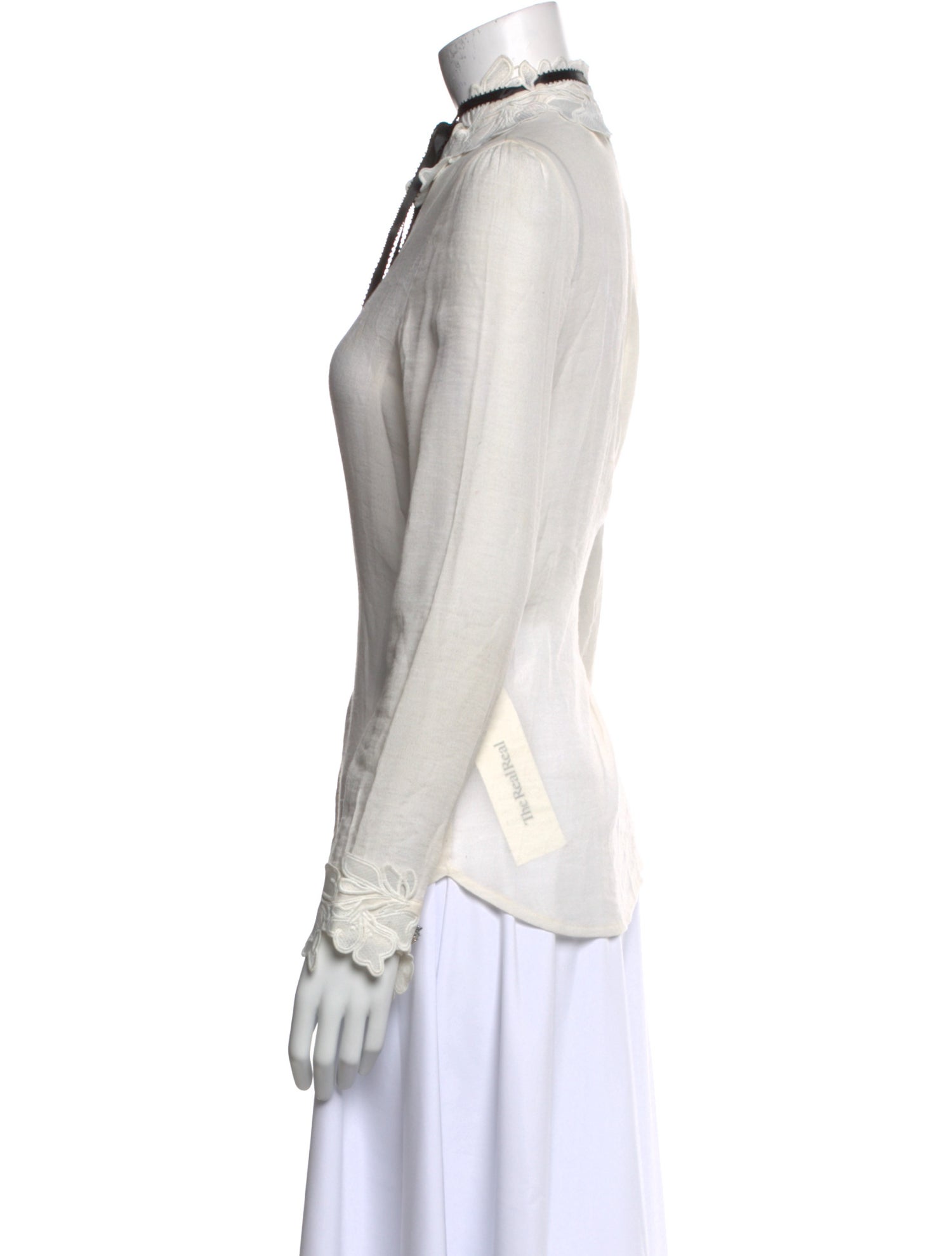 Maje Mock Neck Long Sleeve Button-Up Top