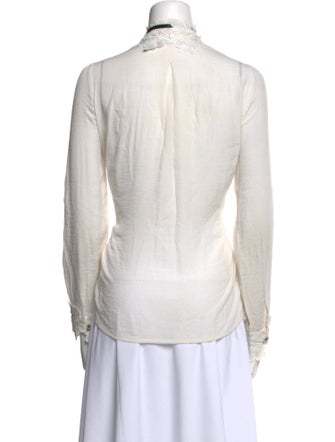 Maje Mock Neck Long Sleeve Button-Up Top