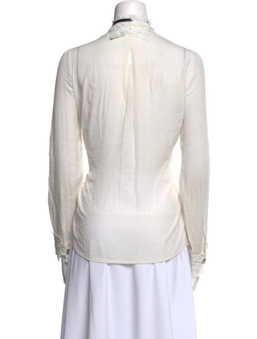 Maje Mock Neck Long Sleeve Button-Up Top