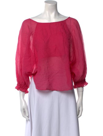 Maje Bateau Neckline Three-Quarter Sleeve Crop Top