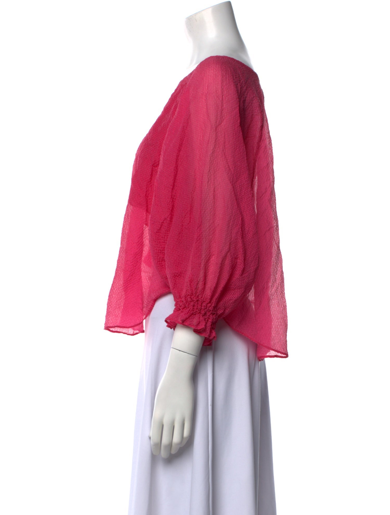 Maje Bateau Neckline Three-Quarter Sleeve Crop Top