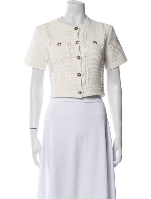 Maje Crew Neck Short Sleeve Crop Top