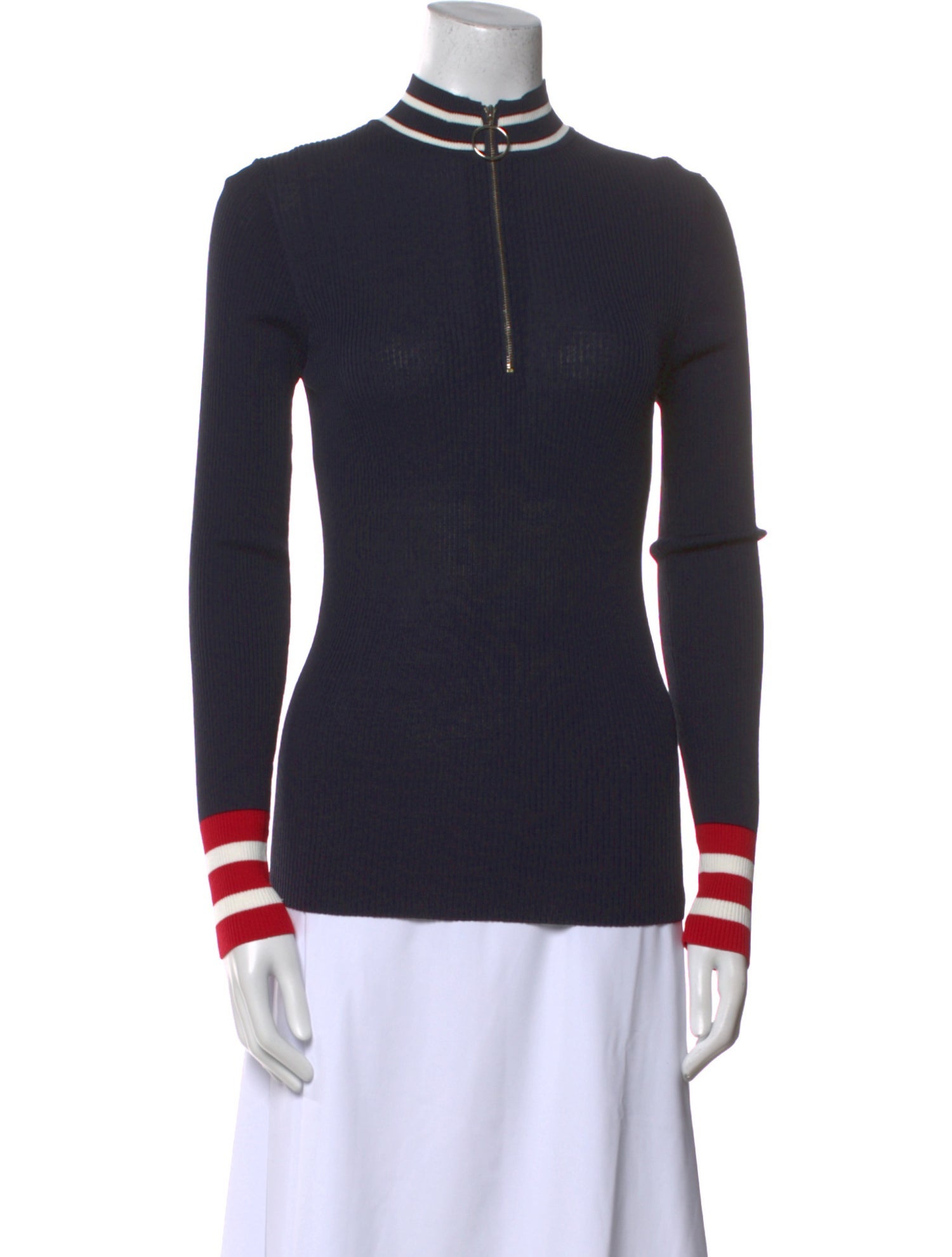 Maje Mock Neck Long Sleeve Top