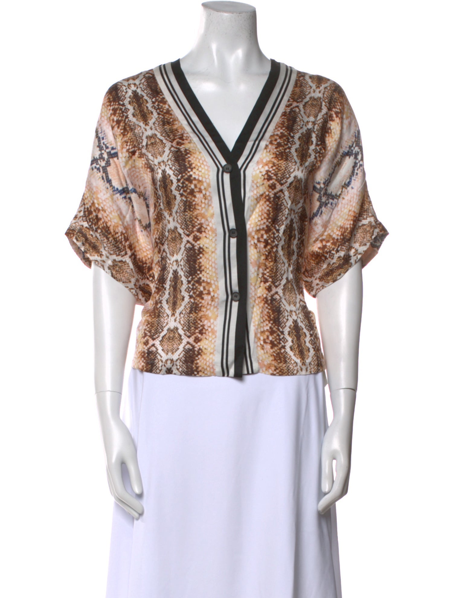 Maje Animal Print V-Neck Crop Top