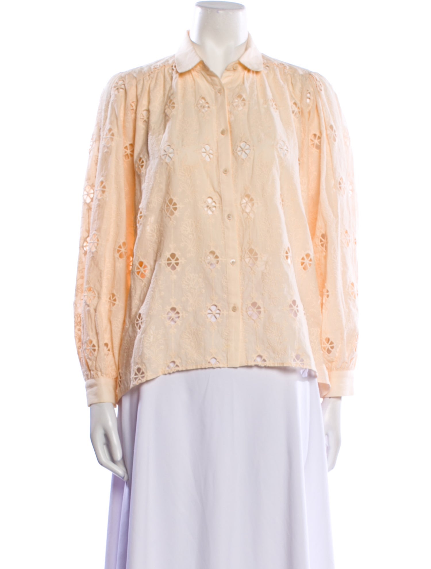 Maje Printed Long Sleeve Button-Up Top