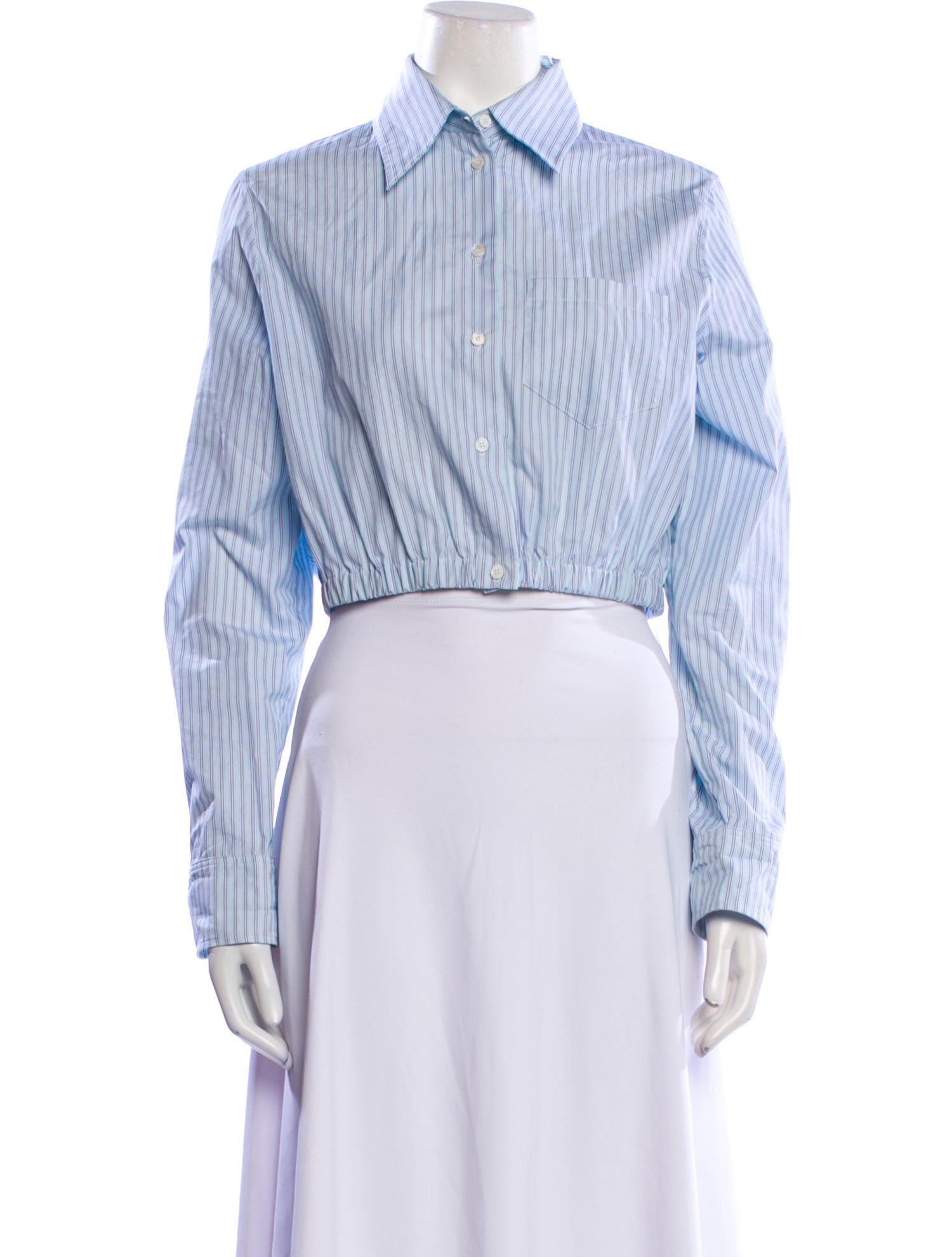 Maje Striped Long Sleeve Crop Top