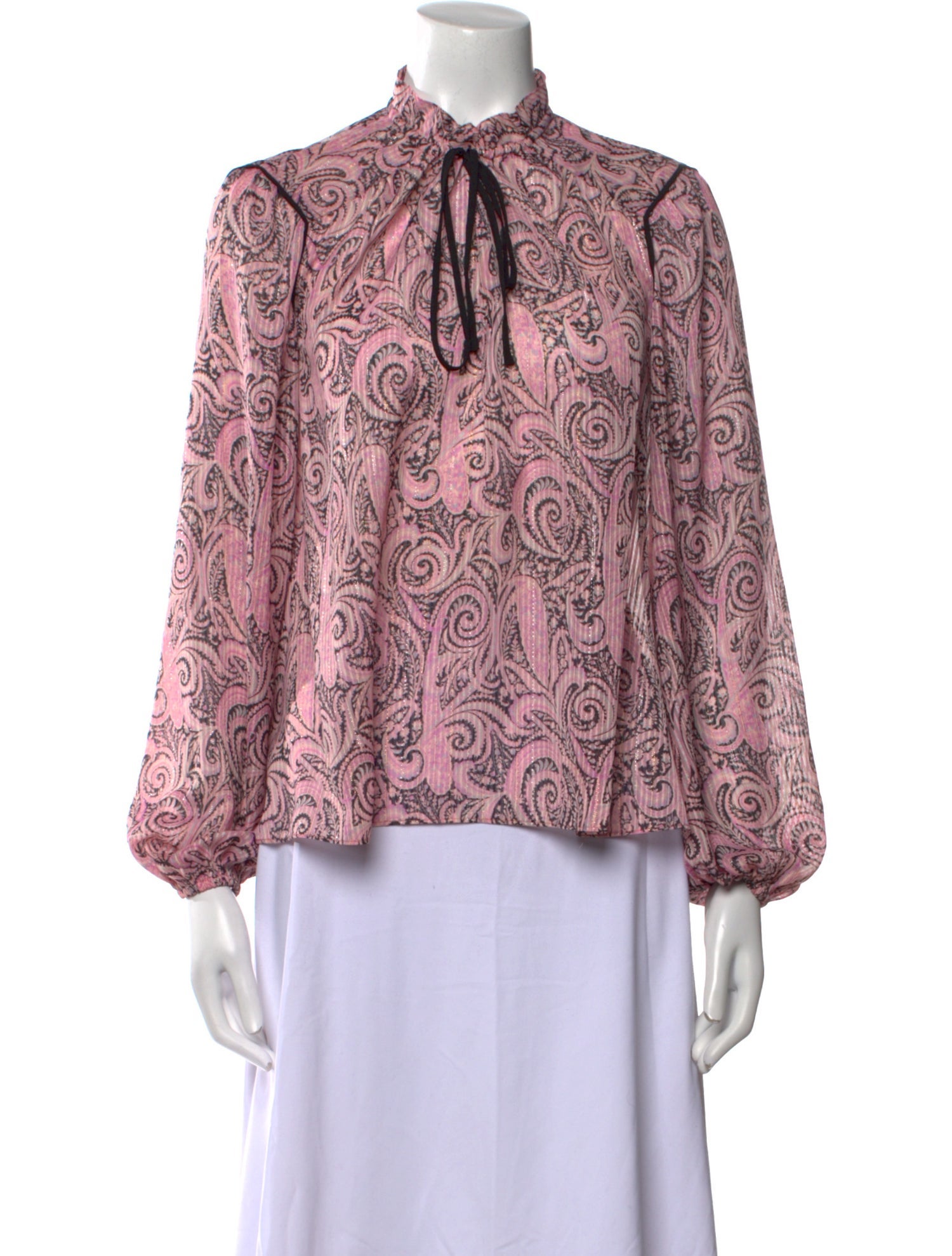 Maje Printed Mock Neck Blouse