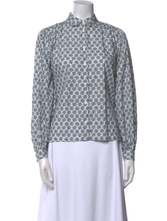 Maje Printed Mock Neck Button-Up Top