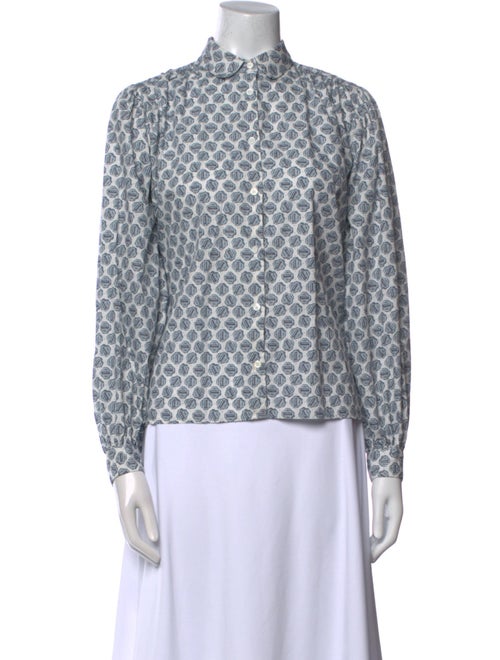 Maje Printed Mock Neck Button-Up Top