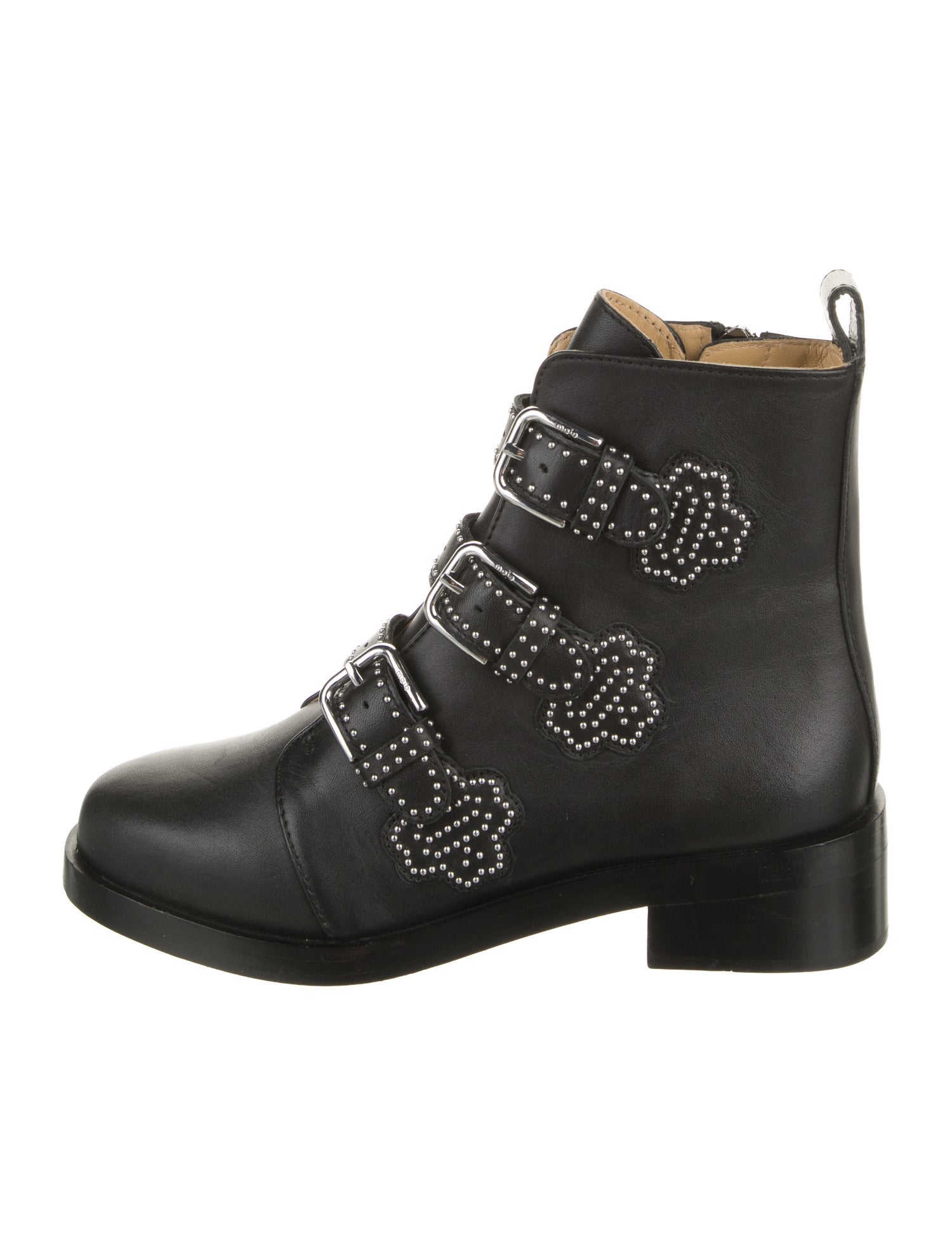 Maje Leather Studded Accents Combat Boots