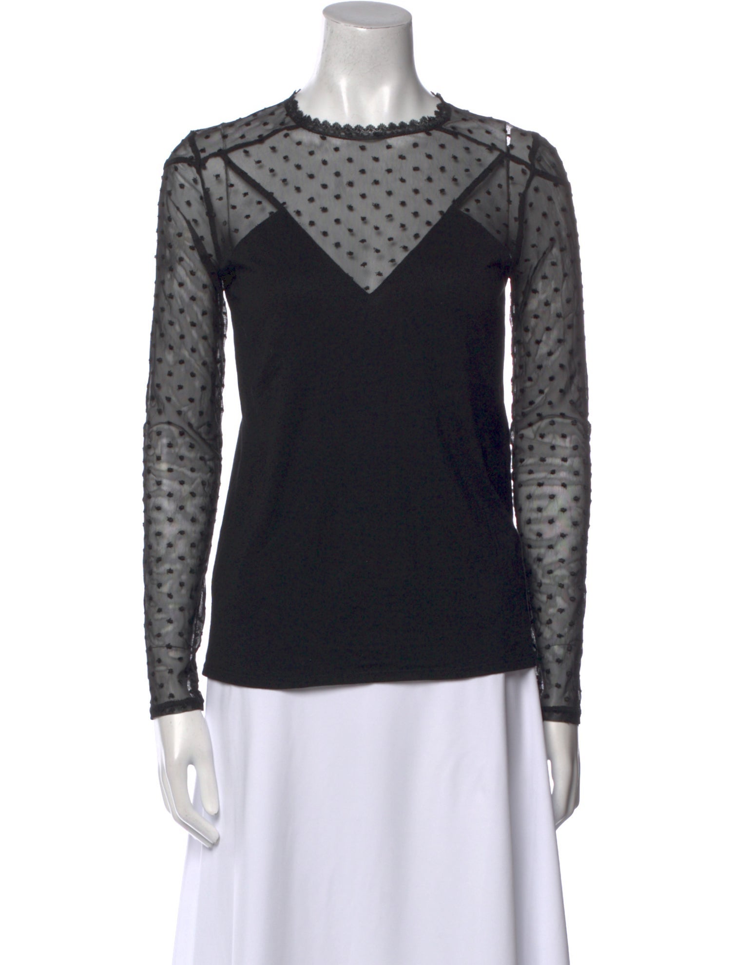 Maje Crew Neck Long Sleeve Top