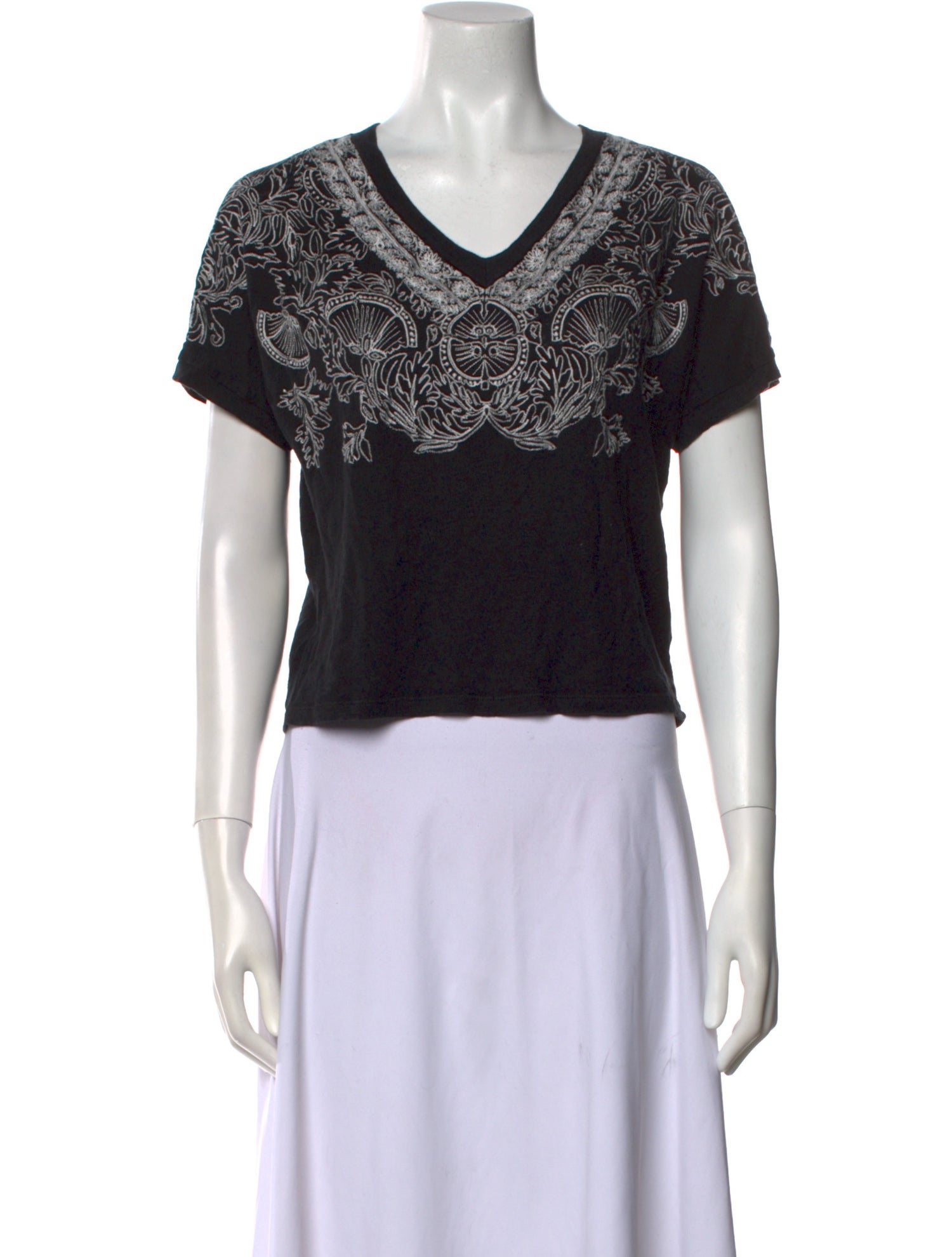 Maje Printed V-Neck Crop Top