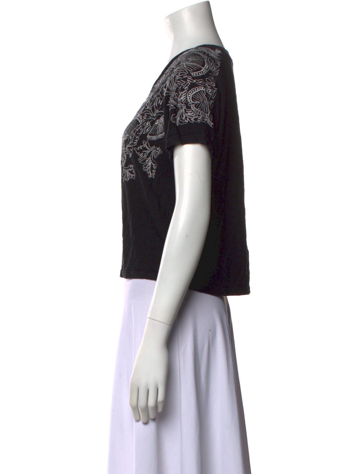 Maje Printed V-Neck Crop Top