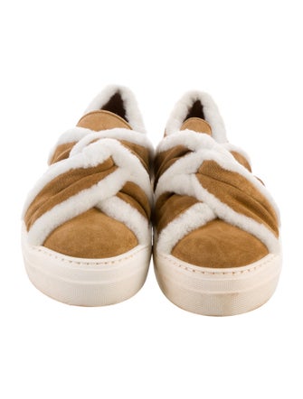 Maje Suede Fur Trim Loafers