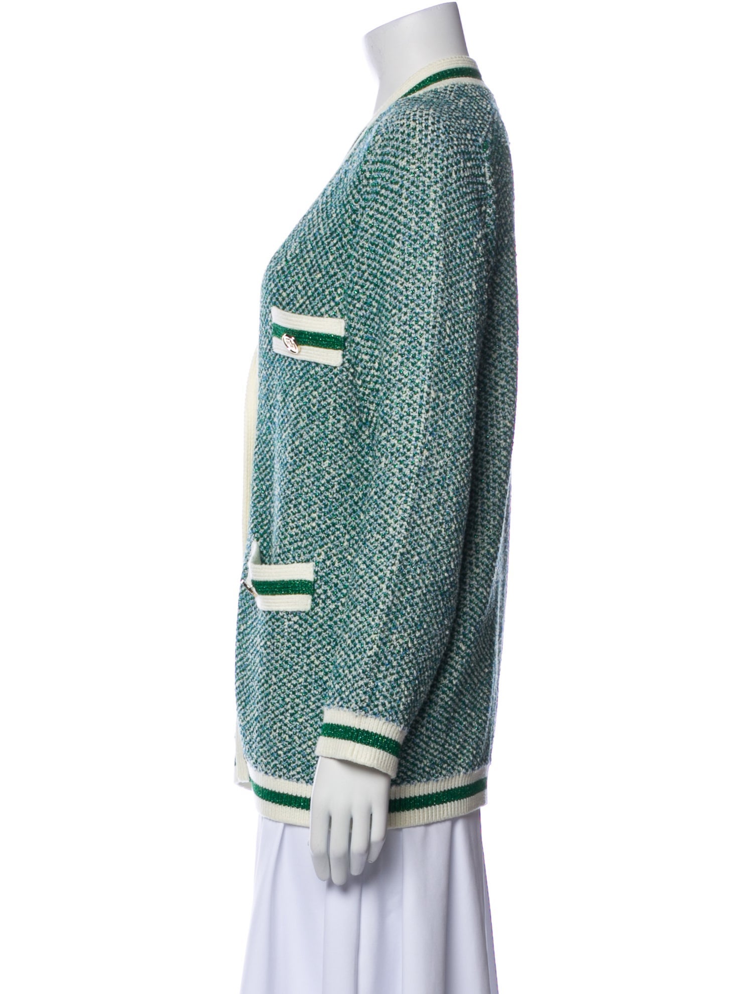 Maje Striped Plunge Neckline Sweater