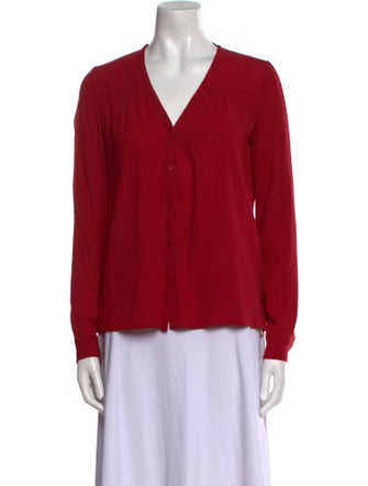 Maje V-Neck Long Sleeve Blouse