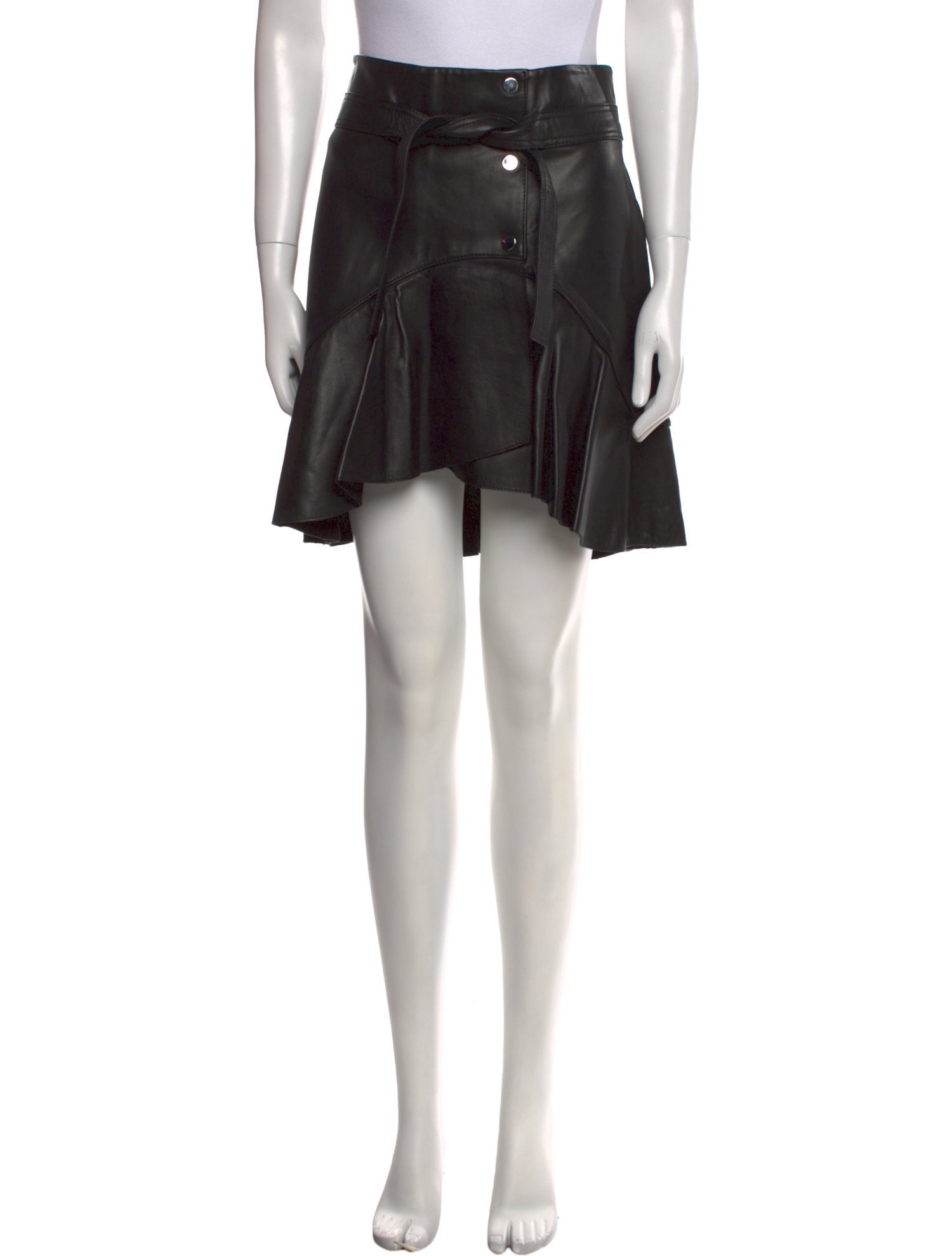 Maje Lamb Leather Knee-Length Skirt