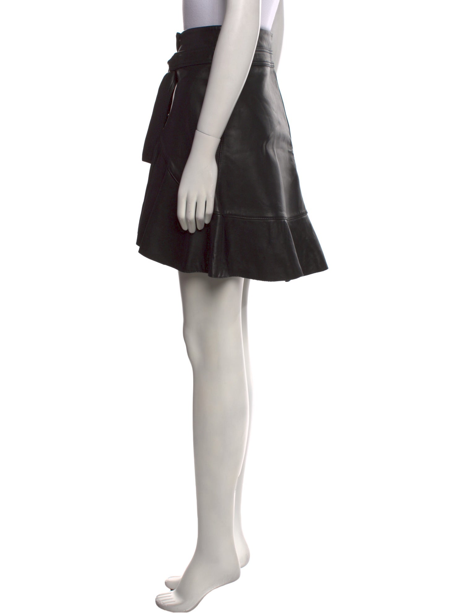 Maje Lamb Leather Knee-Length Skirt