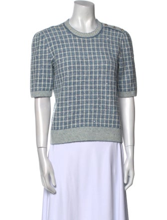 Maje Plaid Print Crew Neck Sweater