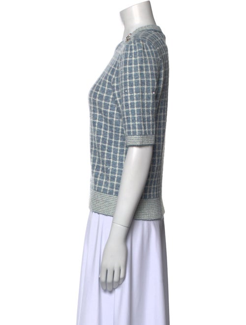 Maje Plaid Print Crew Neck Sweater