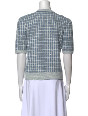 Maje Plaid Print Crew Neck Sweater