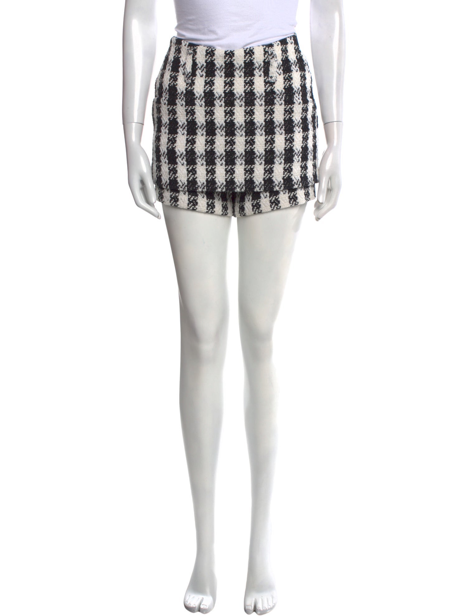 Maje Tweed Pattern Mini Shorts