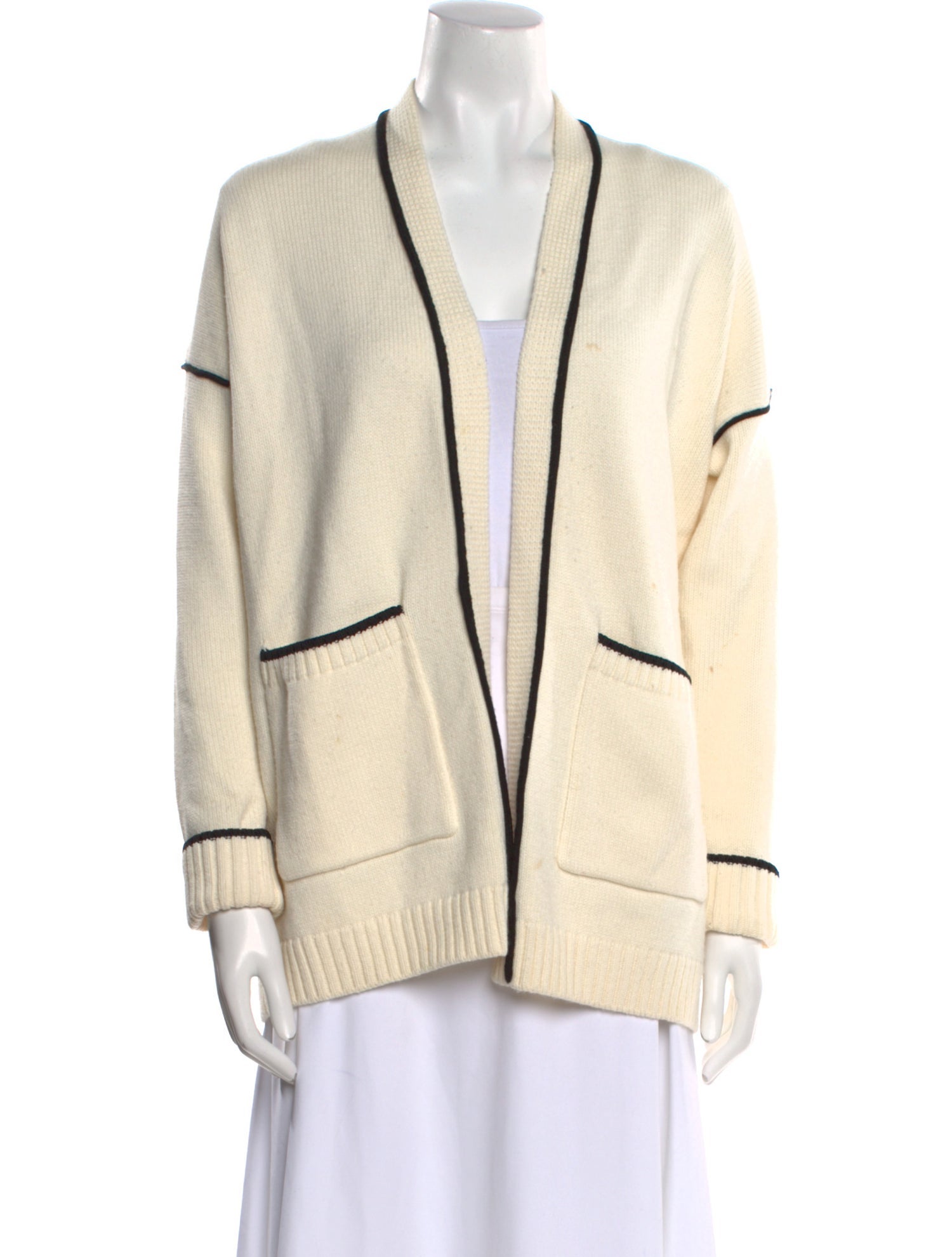 Maje Striped Plunge Neckline Sweater