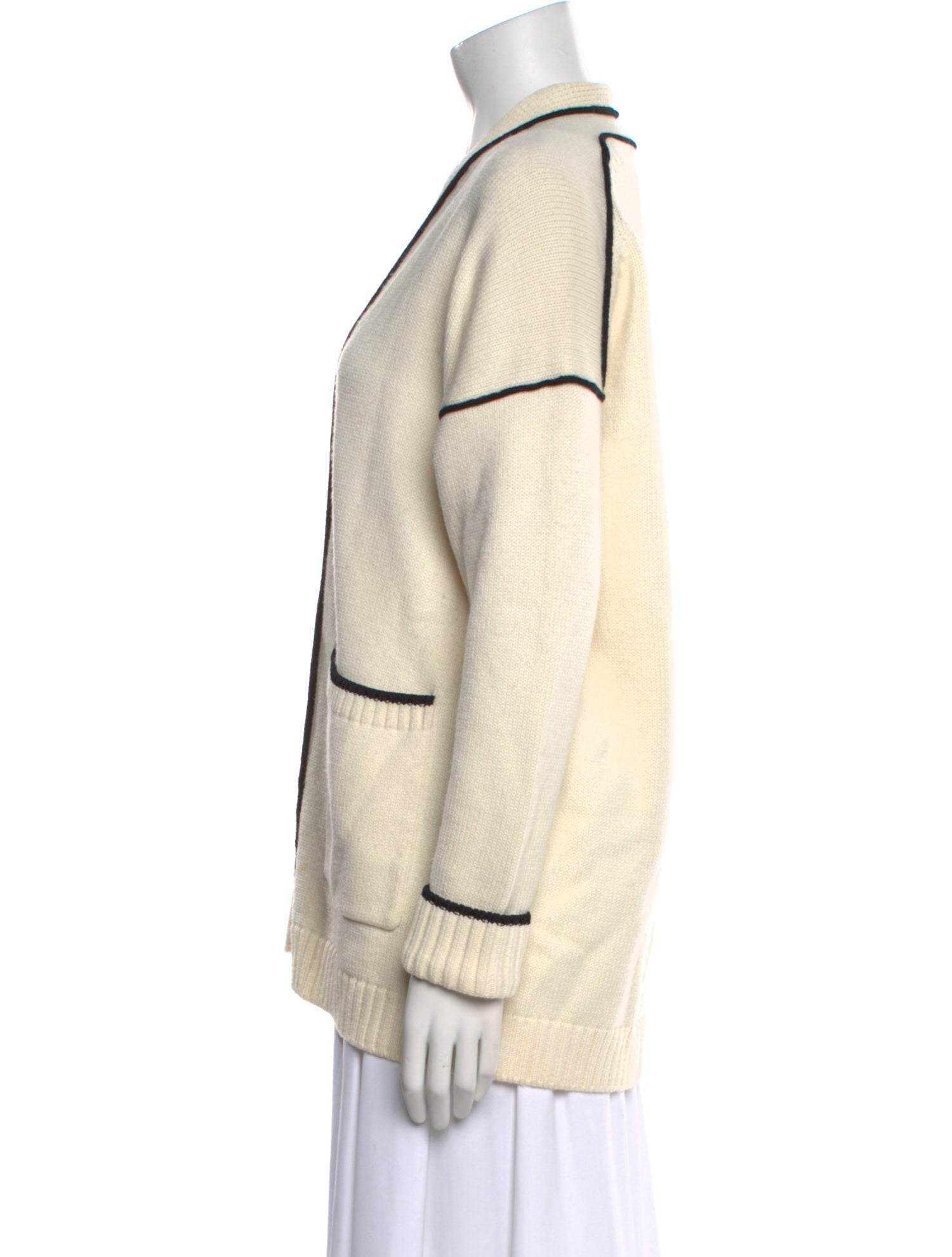 Maje Striped Plunge Neckline Sweater