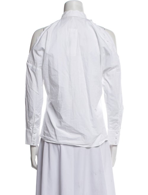 Maje Mock Neck Three-Quarter Sleeve Button-Up Top