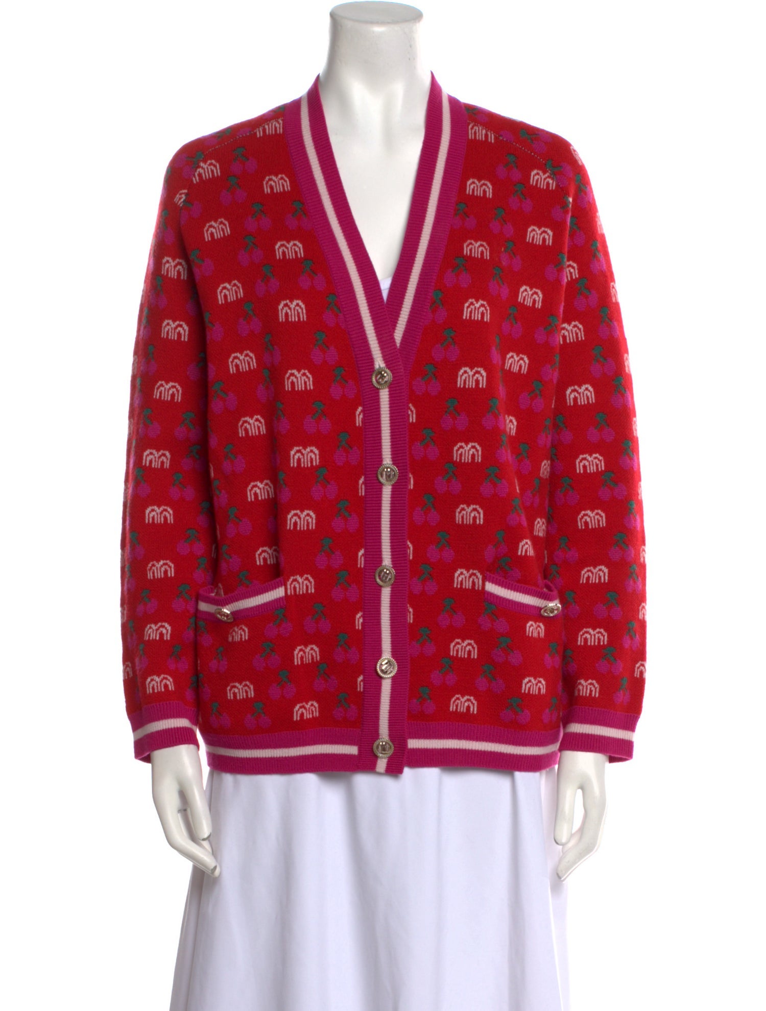 Maje Printed V-Neck Sweater