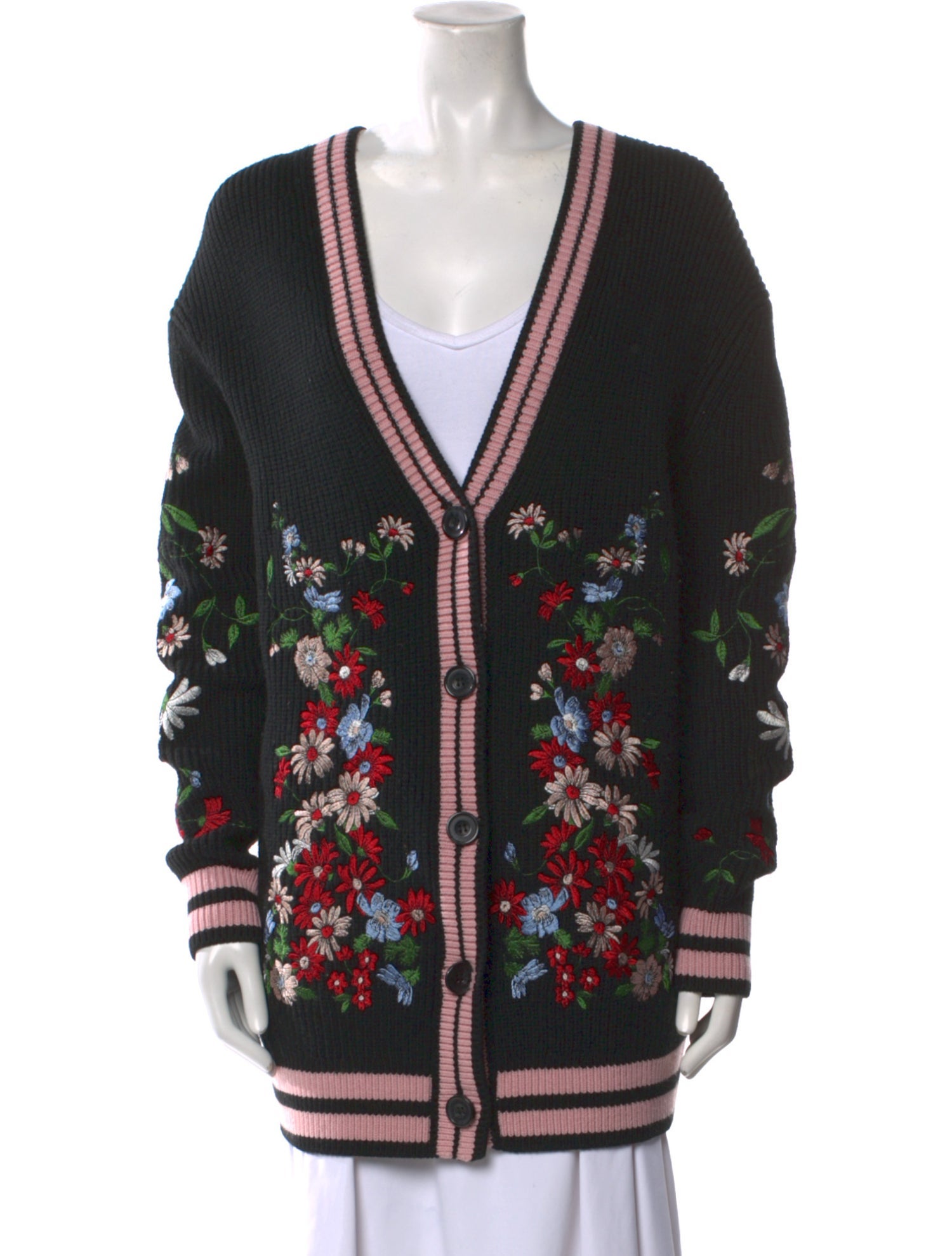 Maje Floral Print V-Neck Sweater