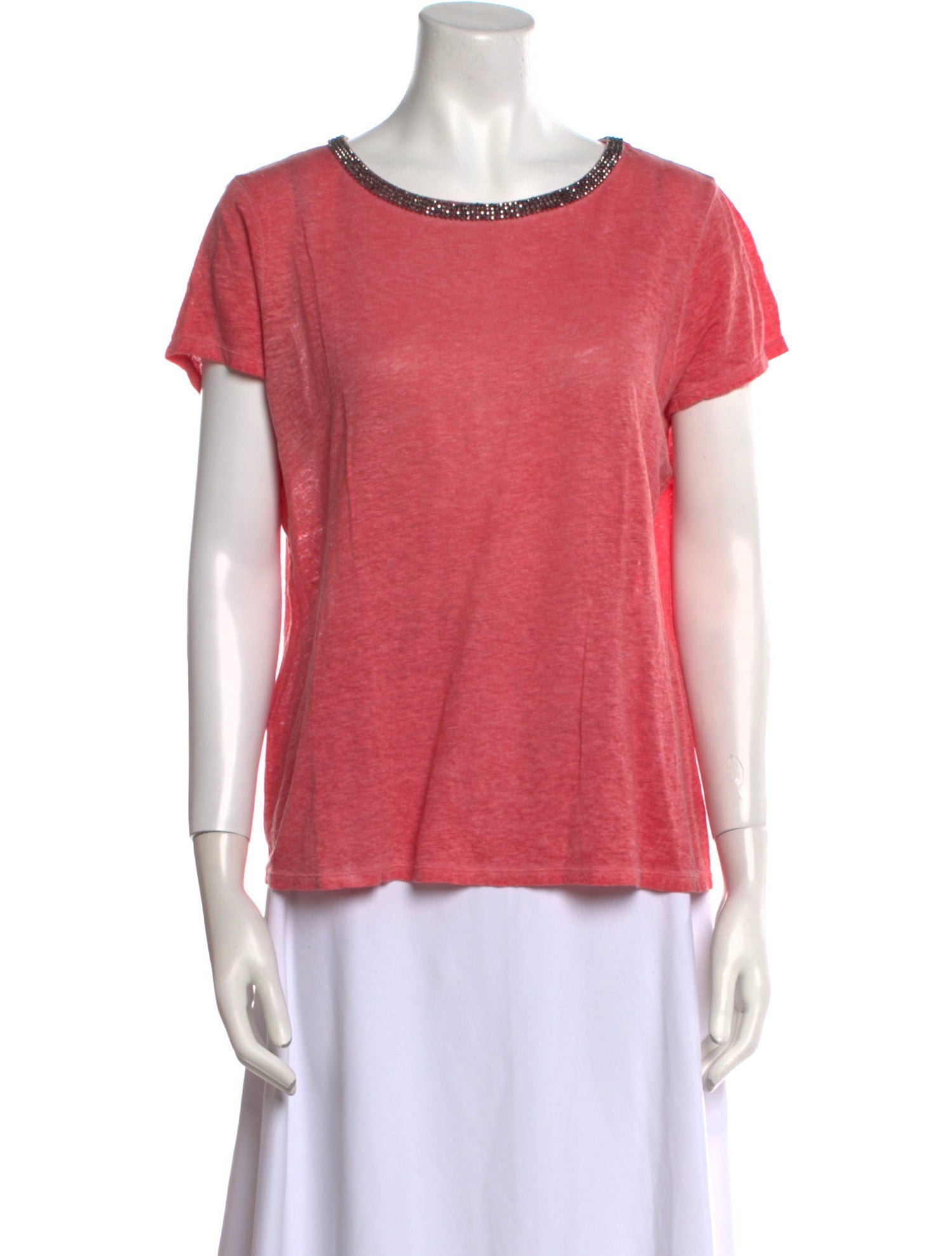 Maje Linen Scoop Neck T-Shirt