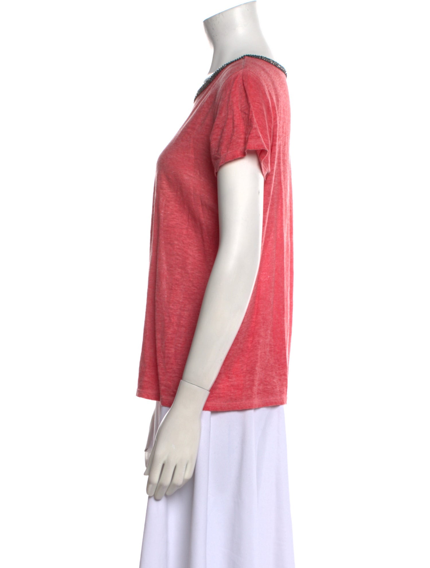 Maje Linen Scoop Neck T-Shirt
