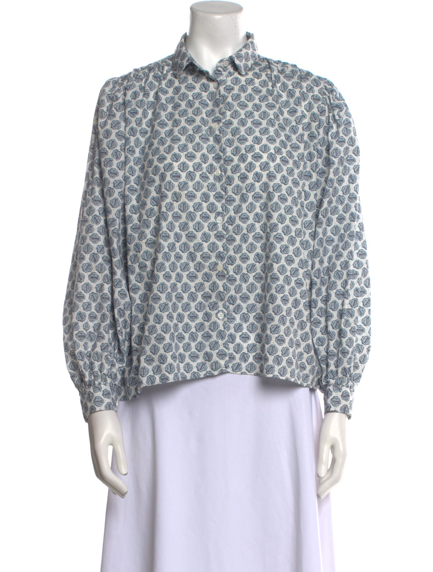 Maje Printed Long Sleeve Button-Up Top