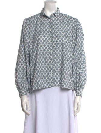 Maje Printed Long Sleeve Button-Up Top