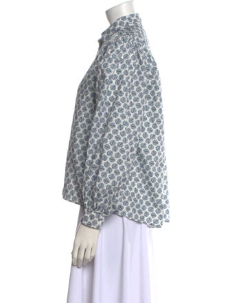 Maje Printed Long Sleeve Button-Up Top