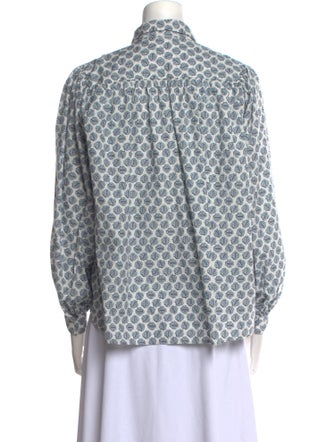 Maje Printed Long Sleeve Button-Up Top