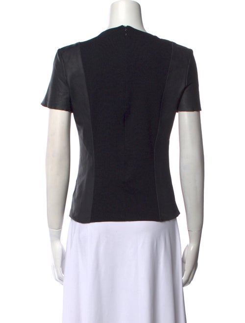 Maje Lamb Leather Crew Neck T-Shirt