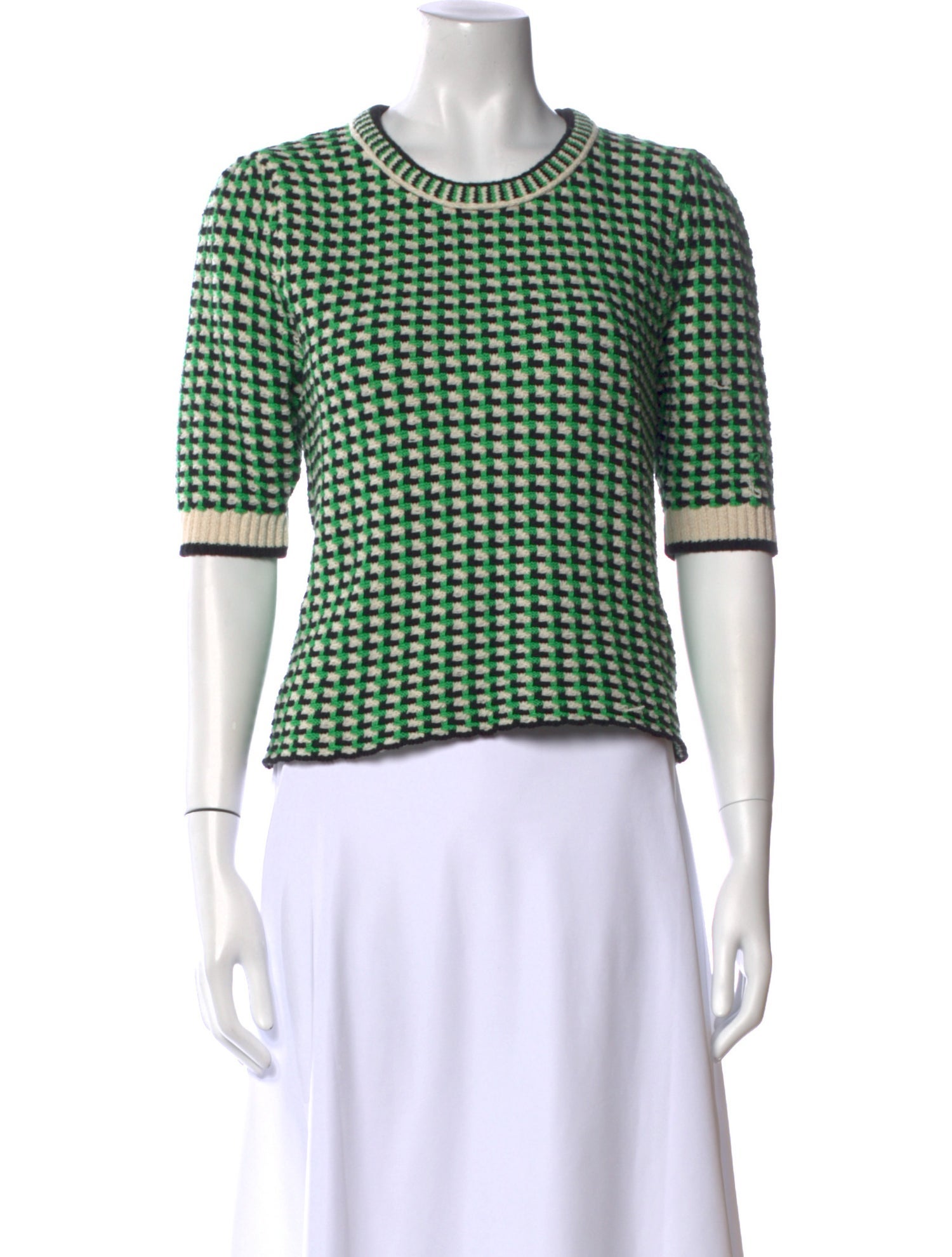 Maje Printed Crew Neck Crop Top